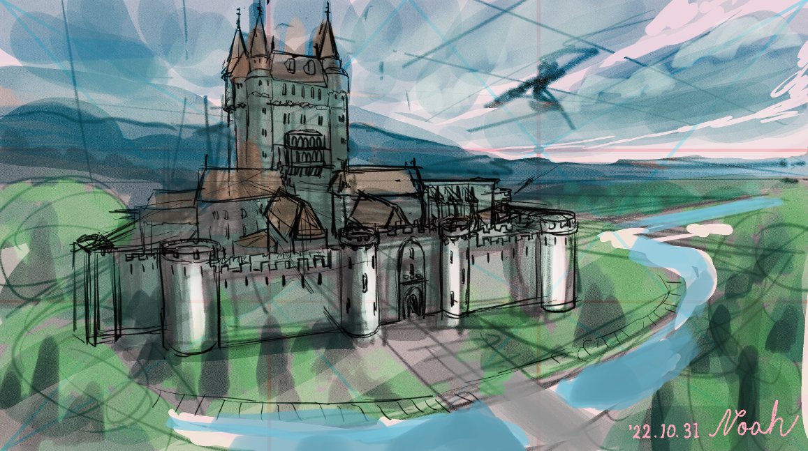 Noah461283's tweet photo. #背景画　#イラスト　#背景美術　#ゲーム　#アニメ　#backgroundpicture　#創作　#FF5　#タイクーン城　#イメージ https://t.co/O5ObhKAomB