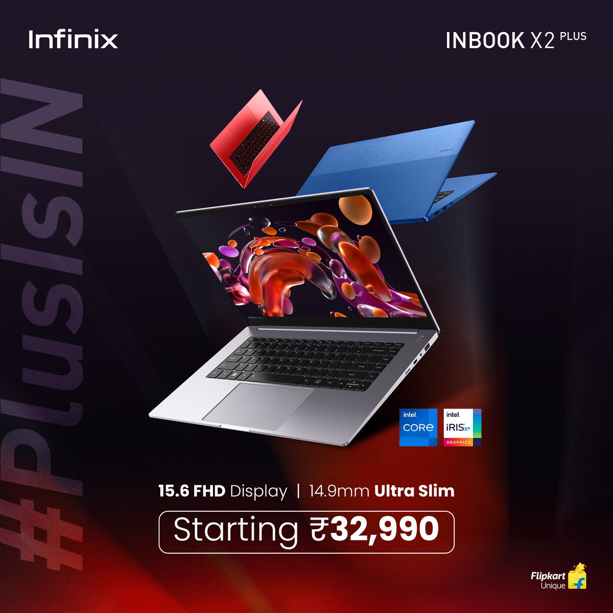 InfinixIndia's tweet photo. Step into that Plus life with the all new Infinix INBook X2 Plus Laptop, starting at just Rs. 32,990!

The laptop goes on sale starting 18th October, only on @Flipkart

Know more: https://t.co/tvhSKtKyYG

#InBookX2Plus #PlusIsIn https://t.co/TUTIXPL4wd