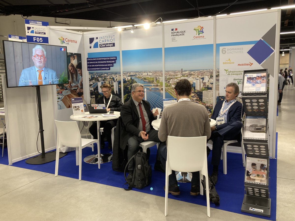 Clim'adapt (@carnotclimadapt) on Twitter photo En direct des <a href="/RDV_CARNOT/">Les Rendez-vous Carnot</a> 2022
#Entreprises : les experts du #Cerema, labellisé institut <a href="/CarnotClimAdapt/">Clim'adapt</a>, sont à l'écoute de vos besoins en matière de recherche.
Notre stand est le F05 : au plaisir de vous rencontrer 🤝 !
#retd #Carnot
#adaptation au #changementclimatique En direct des <a href="/RDV_CARNOT/">Les Rendez-vous Carnot</a> 2022
#Entreprises : les experts du #Cerema, labellisé institut <a href="/CarnotClimAdapt/">Clim'adapt</a>, sont à l'écoute de vos besoins en matière de recherche.
Notre stand est le F05 : au plaisir de vous rencontrer 🤝 !
#retd #Carnot
#adaptation au #changementclimatique