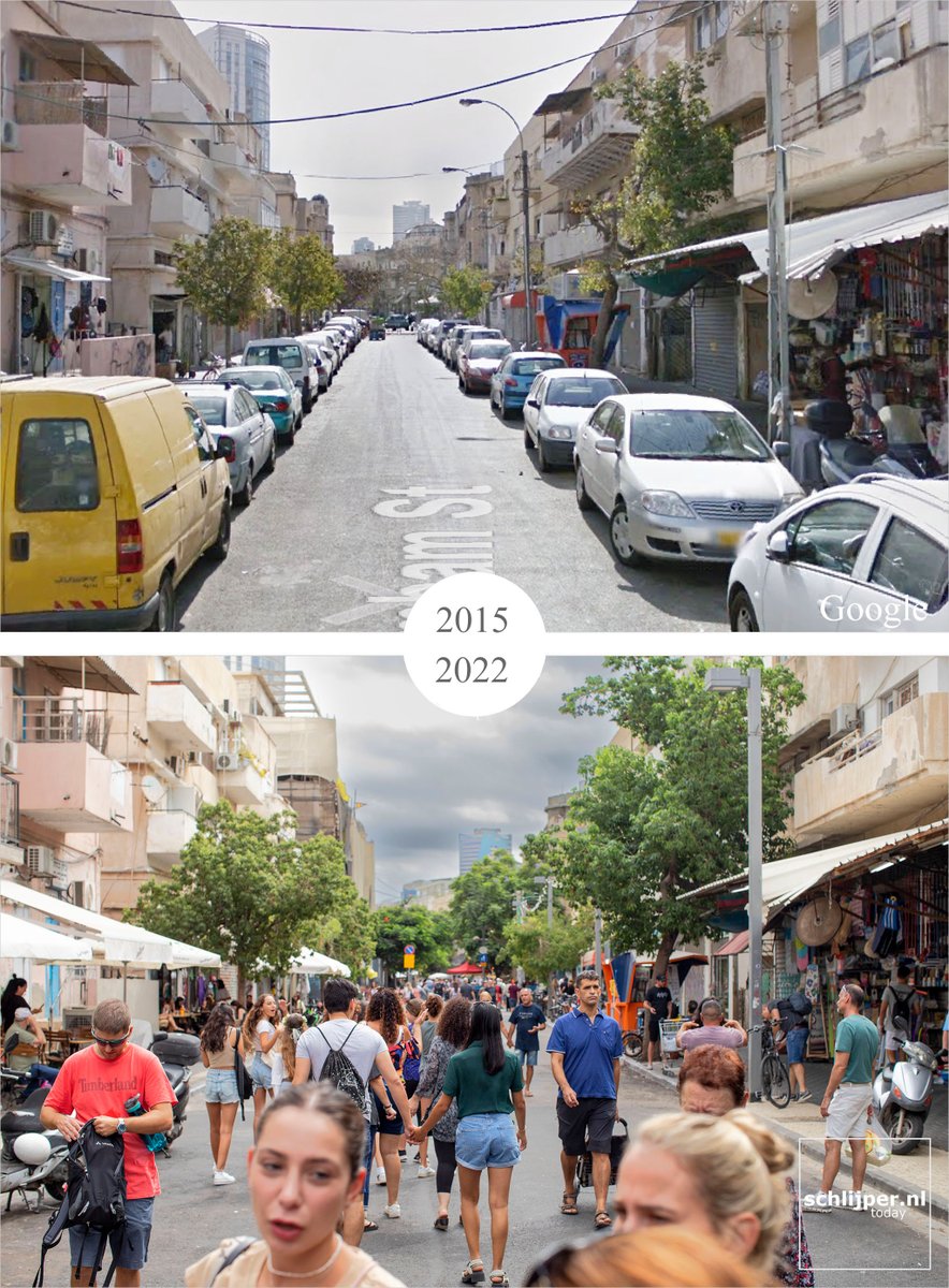 Without cars, no one comes to stores anymore.

#TelAviv #SteetsForPeople #carfree #beforeandafterTLV