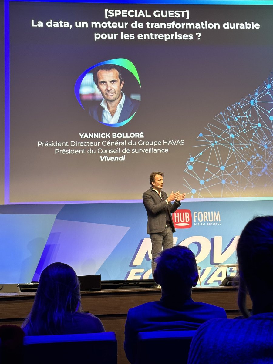 [Special Guest] 🗣️ @YannickBollore, CEO @Havasgroupe @vivendi 

La #Data, un moteur de transformation durable pour les entreprises ?

Un enjeu essentiel pour les attentes des consommateurs 

#HUBFORUM #MBADMB #TransfoNum