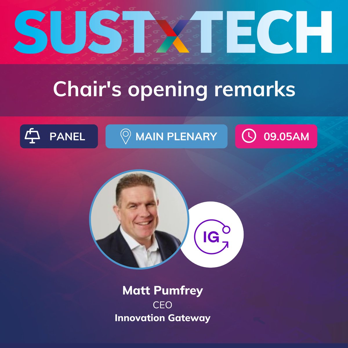 SUSTxCommunity's tweet photo. Welcome to #SUSTxTech22! Join us in the main plenary at 9:05am for opening remarks from our chair Matt Pumfrey from @InnovatnGateway.
#SUSTxTech22 https://t.co/VDlMcVscGu