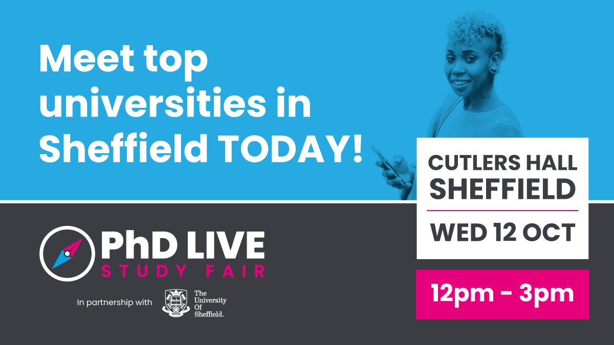 FindAPhD's tweet photo. PhD LIVE Sheffield is TODAY! 🎉
Visit @TheCutlersHall in #Sheffield City Centre, between 12-3PM to meet top unis and discuss your PhD plans 1-2-1!
There's still time to book your FREE e-Ticket: https://t.co/fnXwExbcdK
#PhDLIVE #PhDstudy https://t.co/TGRNt3Z2af