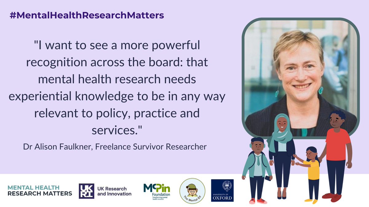 Tell us why #MentalHealthResearchMatters We're asking #Leaders to share! 'I want to see a more powerful recognition across the board: that mental health research needs experiential knowledge to be in any way relevant to policy, practice and services.' @AlisonF101