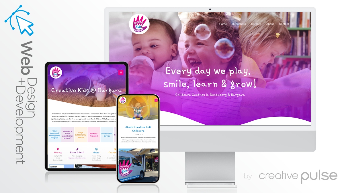 Does your website inspire customers to engage with your business? Here's a new site we've just designed &amp; developed for a growing childcare provider (creativekidscc.com.au)
—
#website #webdesign #webdesigner #webdeveloper #creativepulse #business #businessgoals #businessgrowth