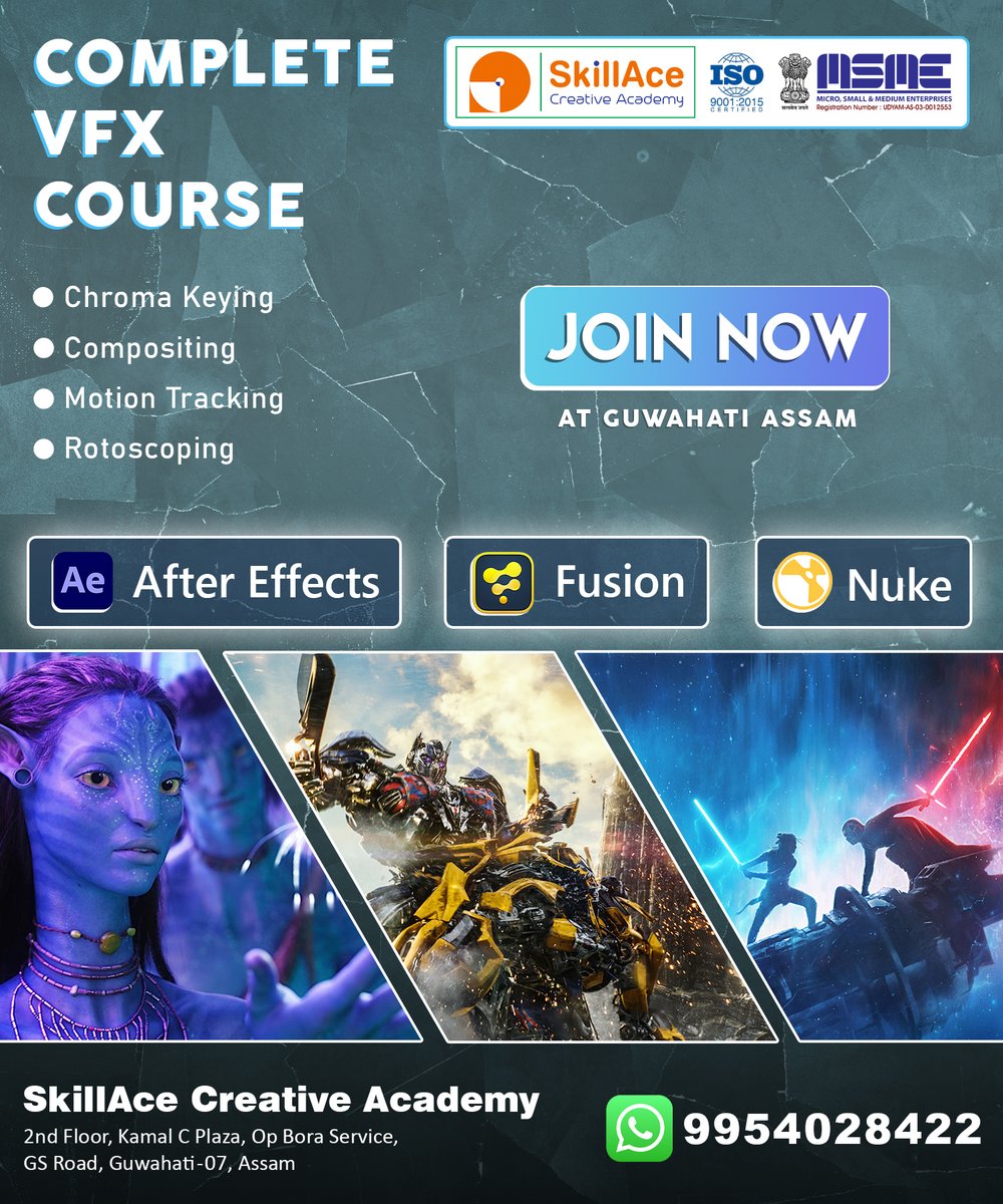 skillace_in's tweet image. A career in VFX is waiting for you
✔️ After Effects / Nuke / Fusion
To Know more - skillace.in
#vfx #vfxartist #vfxtutorial #videoediting #aftereffects #nuke #visualeffect #visualeffects #VisualEffectsCourses #graphicdesign #skill #skills #SkillsForLife