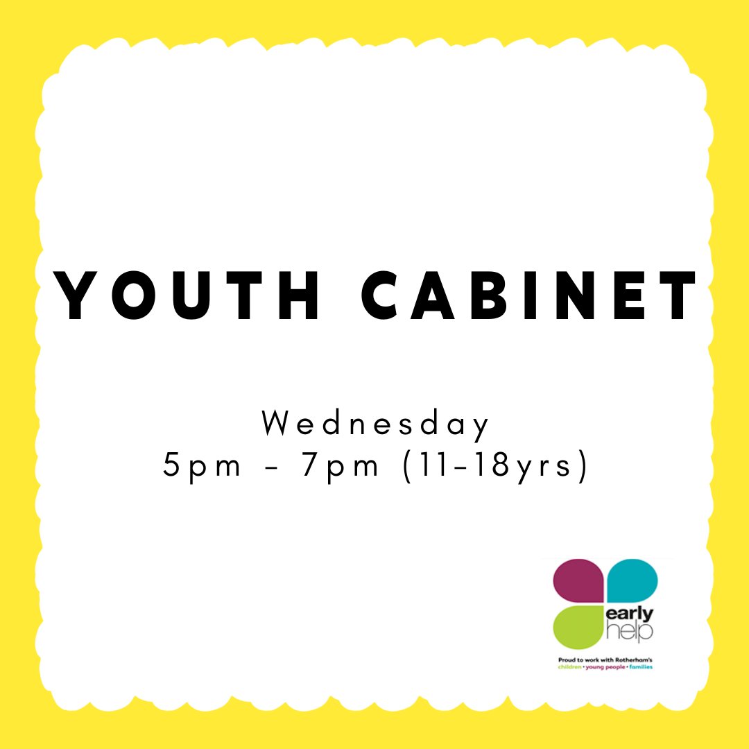 Youth Cabinet

Wednesday, 5pm-7pm, 11-18yrs

Weekly sessions at Riverside House. Young people meet to work on campaigns to make positive change on issues that are important to them.

Contact Matt Ellis for more information:
matt.ellis@rotherham.gov.uk
07887057455