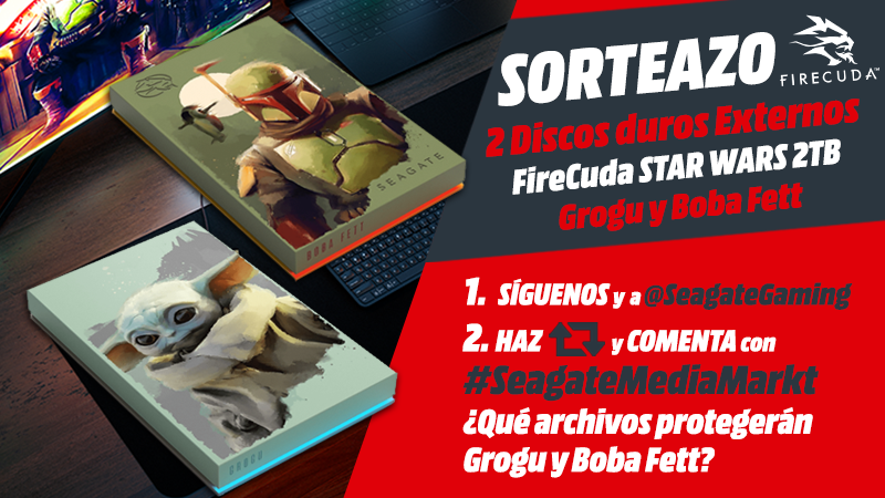 🔥SORTEAMOS🔥 2 discos duros externos FireCuda STAR WARS de 2TB☄️¿Ganarás el de Grogu o Boba Fett?

1⃣Síguenos y a <a href="/seagategaming/">Seagate Gaming</a>
2⃣Dale RT y comenta con #SeagateMediaMarkt
¿Qué archivos protegerán Grogu y Boba Fett?

Consíguelos👉bit.ly/SeagateStarWar…
⚡️Hasta el 16/10 #Sorteo