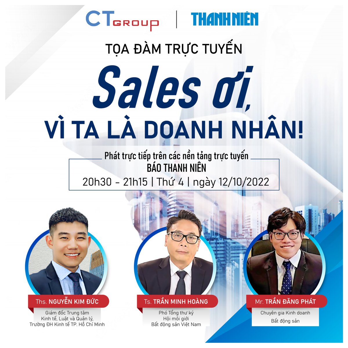 AimasterCtgroup's tweet photo. ĐỊNH VỊ SALES BĐS QUA GÓC NHÌN CỦA CHUYÊN GIA

Cộng đồng Sales BĐS có thể đón xem trên các kênh truyền thông trực tuyến Thanh Niên: Facebook, tiktok, Youtube, Thanh Niên Online. 

Hoặc đón xem tại đường link này: https://t.co/czq248TX20 

#CTGROUP #Vitaladoanhnhan https://t.co/8iWaTaSLj4