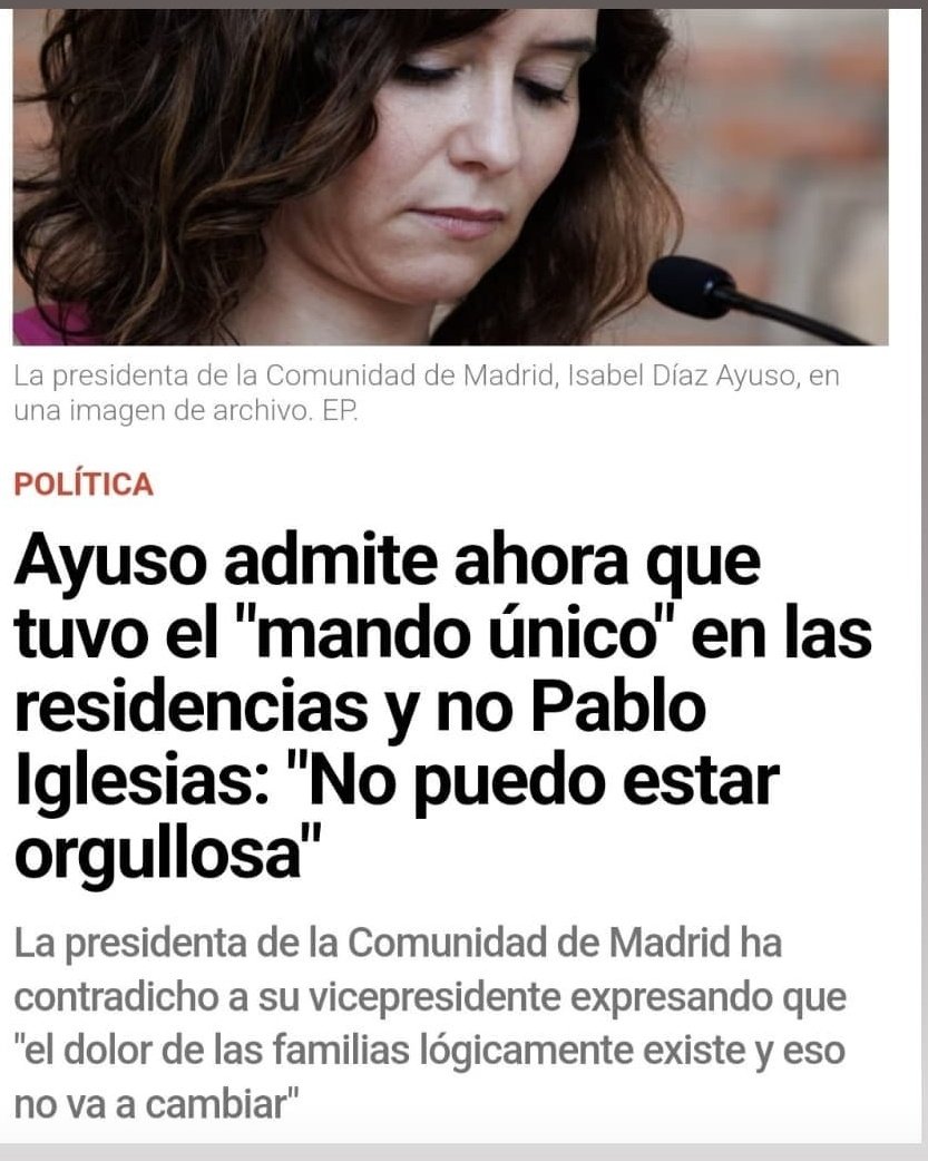Para toda aquella gente que repitió una y otra vez que Pablo Iglesias era quien tenía la responsabilidad de las residencia en Madrid. 
Podéis usar la bandera tb para tapar esto