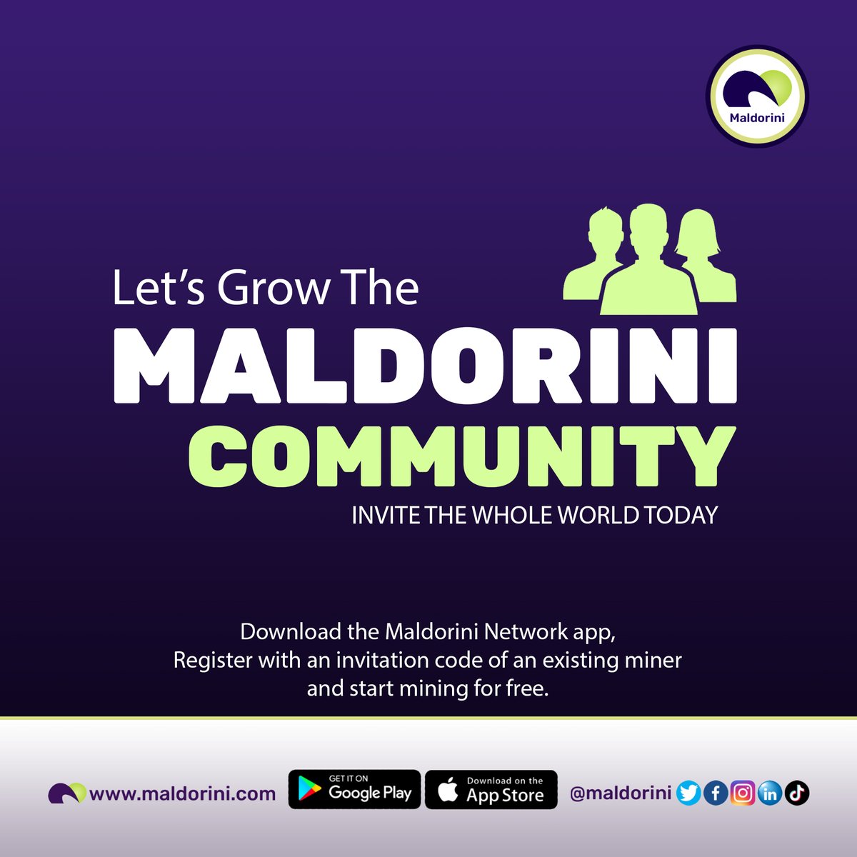 Hello Maldorinians.

Let's continue to grow our Maldorini Community.
Let's build a community that would spread to all edges of the world 💪💪💪...
Let's tell the whole world about Maldorini 📢📢📢...

On the quest to make MLD the No. 1 cryptocurrency in the world.
#Maldorini