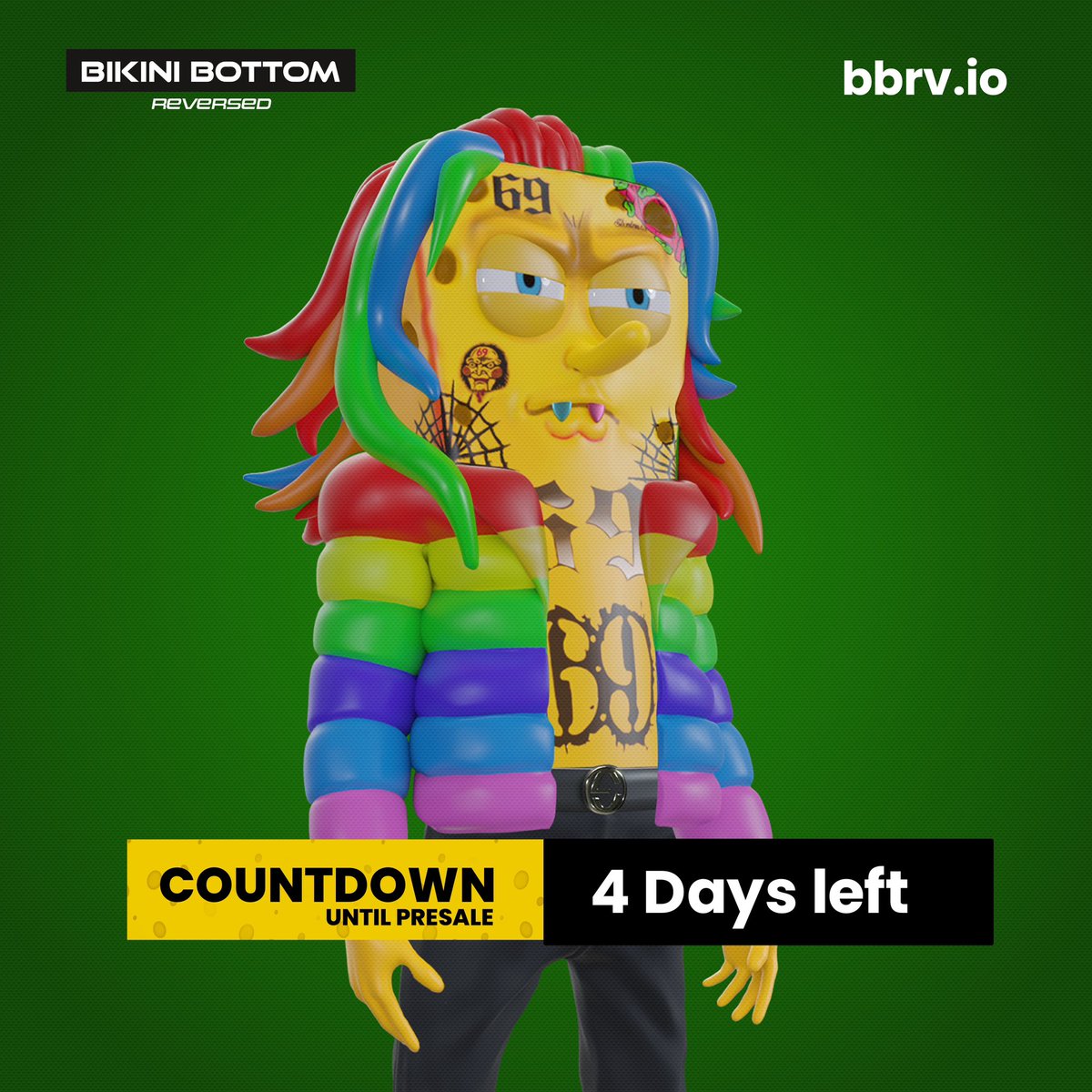 #Whatup guys! 4 days until Presale! We‘re excited af 🔥😁😁 <a href="/6ix9ine/">6ix9ine</a> you have to checkout our collection. It’s going to be wild! #nftpresale