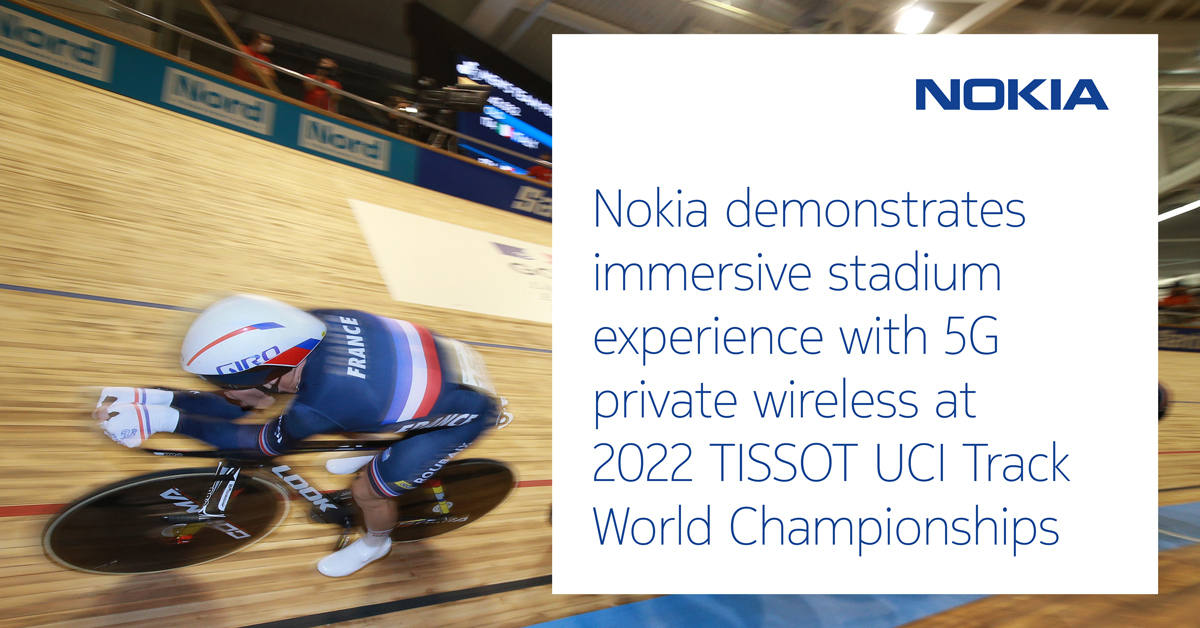 We are excited to announce an immersive experience at the TISSOT <a href="/UCI_Track/">UCI Track Cycling</a> World Championships outside Paris on October 12-16 using our #5G Modular #PrivateWireless network with 5G mmWave &amp; cmWave. Good luck to the riders! nokia.ly/3CyuHVw #cycling <a href="/UCI_cycling/">UCI</a> #SQY2022
