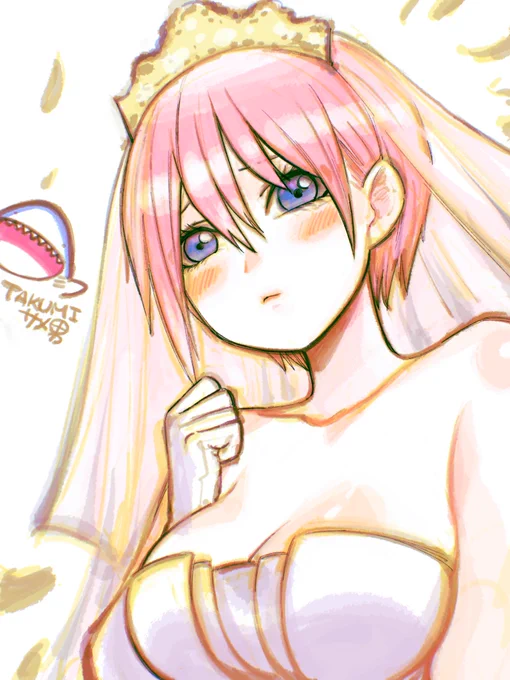 五等分の花嫁の一花ちゃん描いてみました〜!落書きのつもりがどんどんガチになって結局ガッツリ描いてしまった笑  