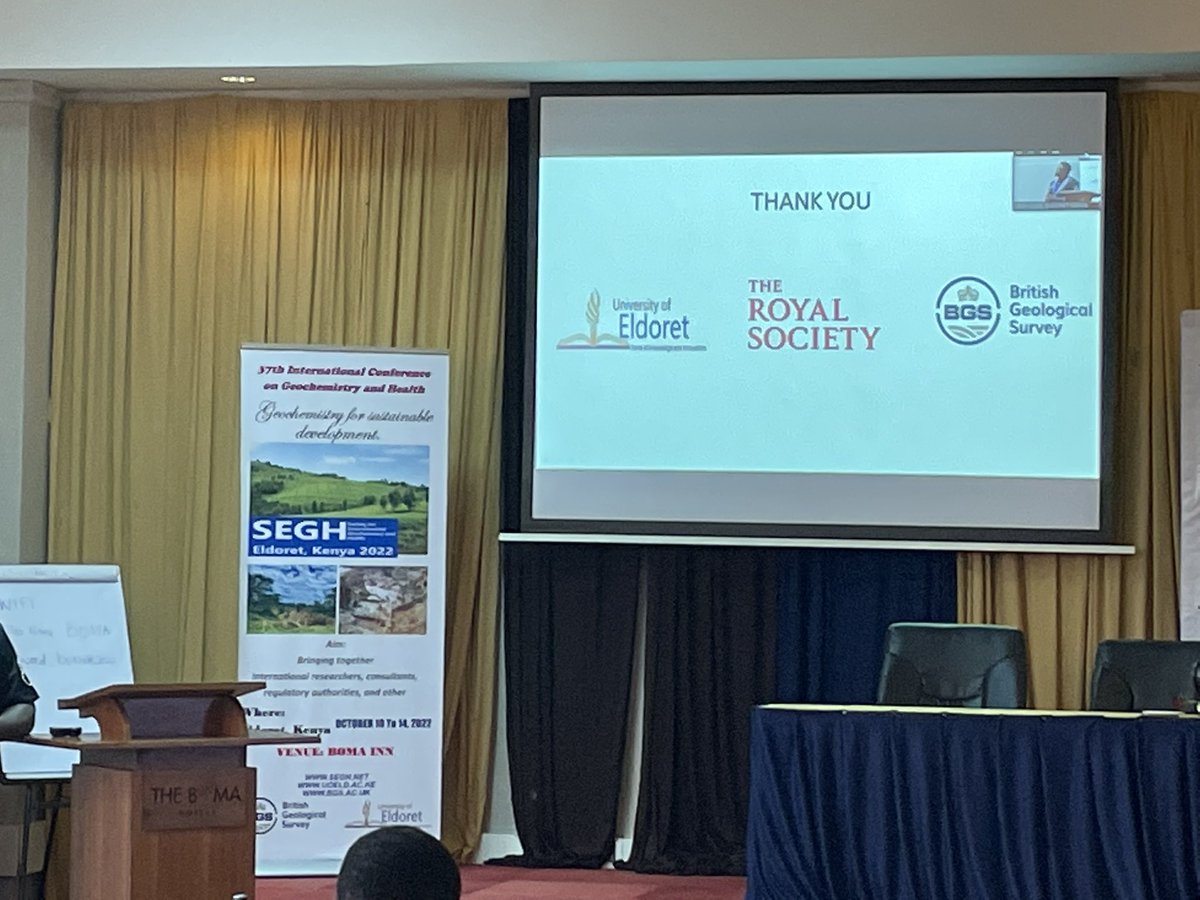 Nice talk on soil erosion from job Isaboke @SEGH2022 in Kenya.  Sponsored from #royalsociety international collaboration grant. Linked PPTs to come from Sophia dowell and Olivier Humphrey