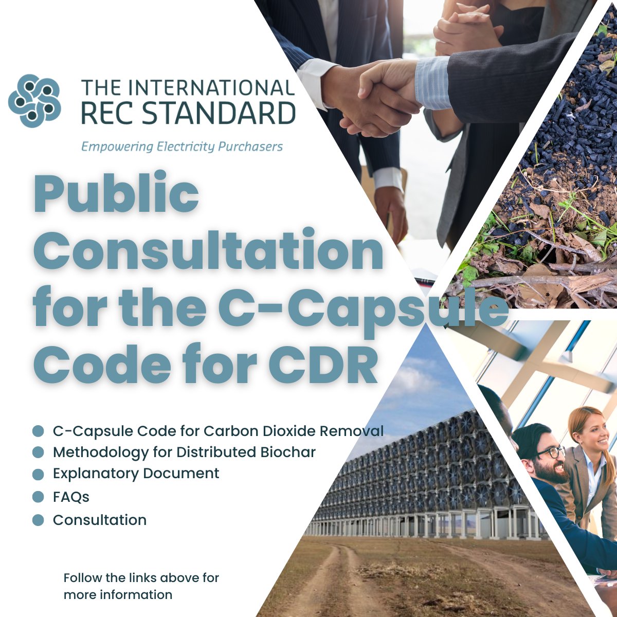 IREC_Standard's tweet photo. As part of the I-REC Standard's Accreditation process, the I-REC Standard Foundation is hosting a public consultation on the C-Capsule Code for Carbon Dioxide Removal (CDR). 

For more information on this consultation, go here: https://t.co/4sZxVVTGLe https://t.co/DGsZrNOyYy