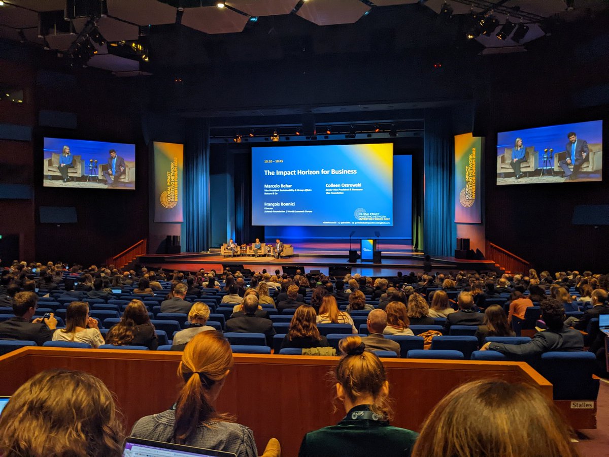 GrandBequest's tweet photo. #GIINForum22 has begun at the Hague in the Netherlands! #impinv has never been more important, thrilled to hear @BCorpUK accreditation and #sustainability as key topics. These are definitely our people; and special shout-out to our #greentech22 sponsor @visa on the stage! ๐โค๏ธ https://t.co/69X6nePcQe