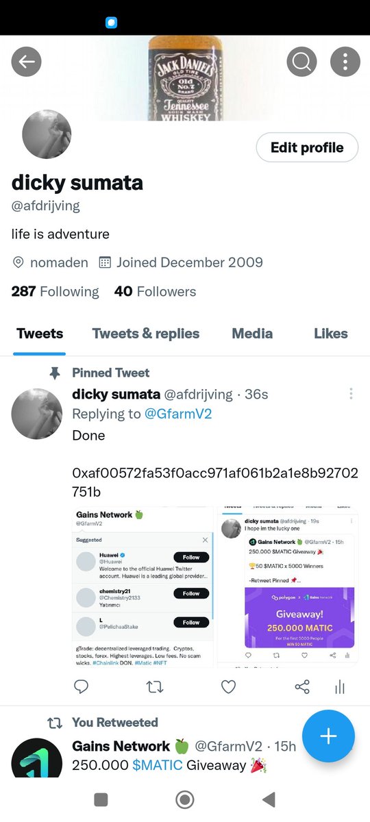 afdrijving's tweet photo. @GfarmV2 Done pin retweet and follow

0xaf00572fa53f0acc971af061b2a1e8b92702751b https://t.co/0GS4qZpedf