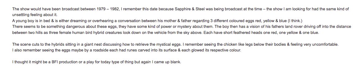 Maybe eight years on from dropping the "Ask The SFXperts" page we still get "Can you identify this?" questions in our inbox from time to time. Does this TV show ring any bells for anyone?