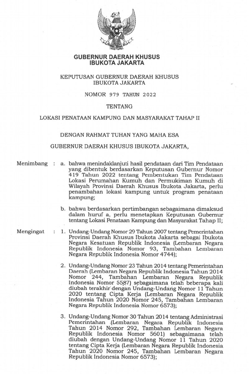 upa_wahida's tweet photo. Keputusan Gubernur  No.979/2022 Penataan Kampung Kumis (kumuh &amp; miskin), solusi yang Adil, Beradab dan berPrikemanusian bagi rakyat miskin pinggir kali dan pinggir rel, terimakasih pak gub @aniesbaswedan, hormat! https://t.co/M1Od8oGjbU
