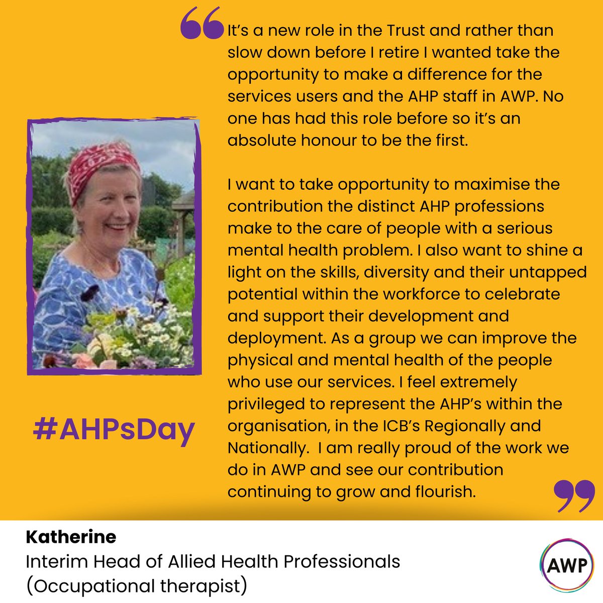 As #AHPsDay draws to a close we want to say #ThankYou for the vital role all of our #AHPs play in supporting our patients.

Meet Katherine our Interim Head of Allied Health Professionals 👇