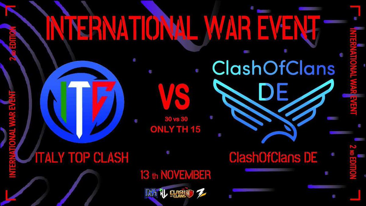 Am 13.11 veranstalten wir einen 30er CW gegen die Community Italy Top Clash. Da wir sozusagen Deutschland repräsentieren, sind gute Spieler gefragt, die uns im Krieg unterstützen.
Anmeldung über Discord
discord.gg/gZYeZAftdR