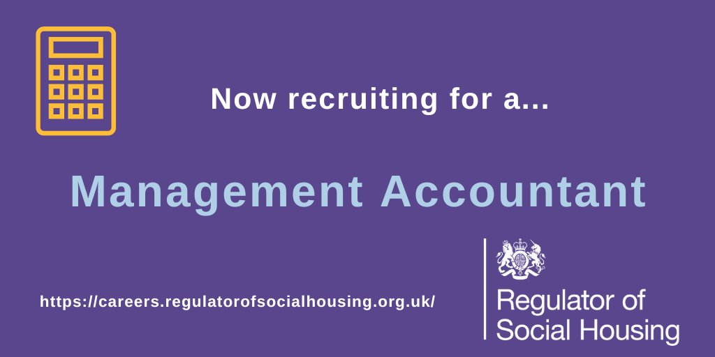 Regulator of Social Housing (@rshengland) on Twitter photo We have a vacancy for a management accountant. You must be ‘hands on’, collaborative, flexible in approach and willing to undertake all aspects of finance. The role is based in Manchester, Leeds, Birmingham or Bristol. Applications close 30 Oct: …reers.regulatorofsocialhousing.org.uk/job/330461 #ukhousing We have a vacancy for a management accountant. You must be ‘hands on’, collaborative, flexible in approach and willing to undertake all aspects of finance. The role is based in Manchester, Leeds, Birmingham or Bristol. Applications close 30 Oct: …reers.regulatorofsocialhousing.org.uk/job/330461 #ukhousing