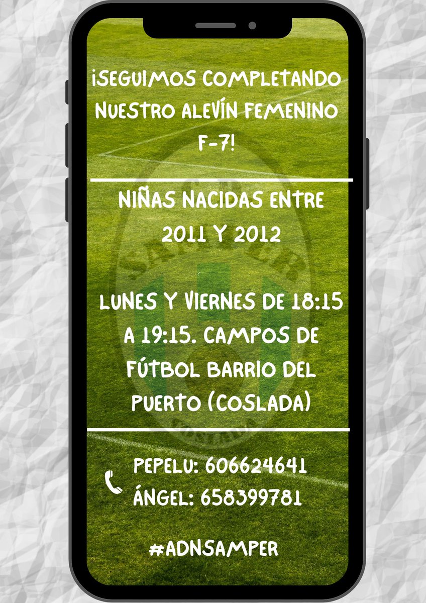 Terminando de formar nuestro nuevo Alevin femenino, nos falta una portera y dos jugadoras, vamossss