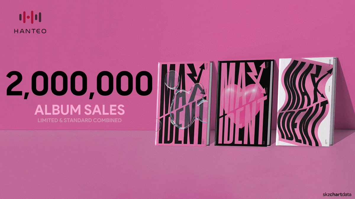 skzchartdata's tweet photo. .@Stray_Kids #MAXIDENT    has surpassed 2,000,000 (2M) album sales on Hnteo! 

#스트레이키즈    #StrayKids https://t.co/CxQjAWn7iP
