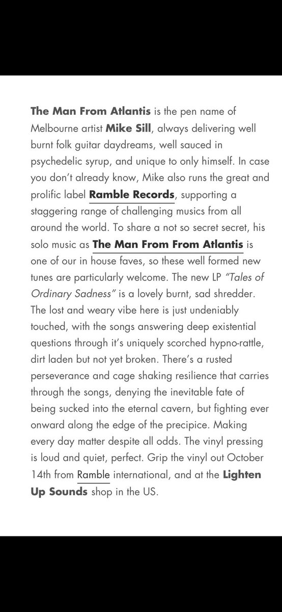 atlantisman71's tweet photo. Big thanks to @LightenUpSounds for the Tales of Ordinary Sadness review. Copies available to folks in the US from Oct 14
#acidpsych #psychfolk #outsiderfolk #cosmicfolk https://t.co/a7SrHjZYCT