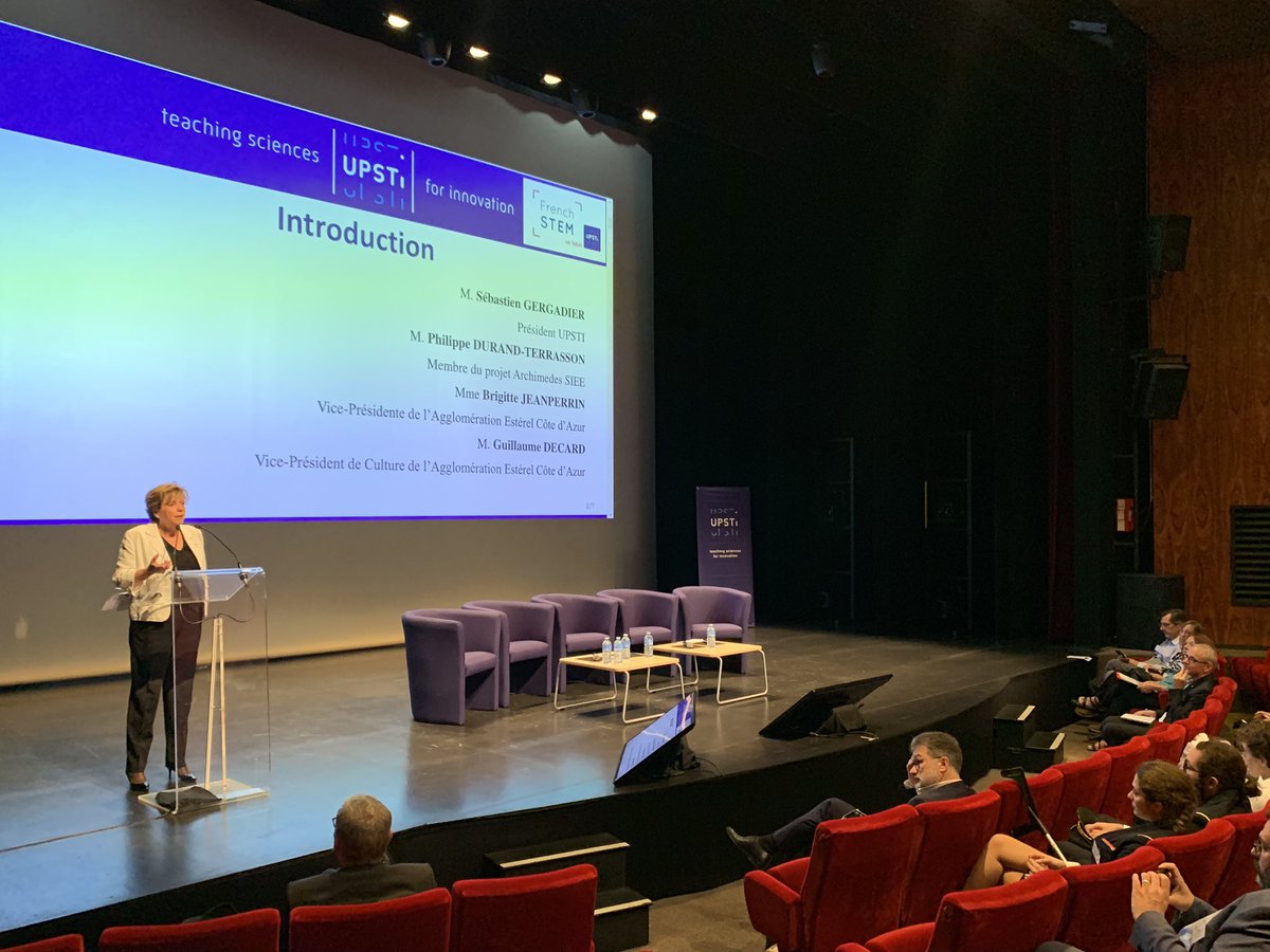 Un discours de Brigitte Jeanperrin vice-présidente de l’agglomeration <a href="/EsterelCoteAzur/">Estérel Côte d'Azur</a> plein d’enthousiasme sur les STEM pour la conférence #frenchSTEM organisée par l’<a href="/upstifr/">UPSTI</a> .