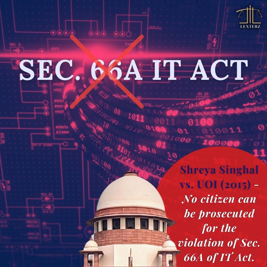 LexterzOfficial's tweet photo. SC held that no citizen shall be prosecuted u/s 66A of IT Act and also issued few directions for the authorities.

@EduMinOfIndia @GoI_MeitY

#India #SupremeCourtOfIndia https://t.co/B3xG4tp2ZP