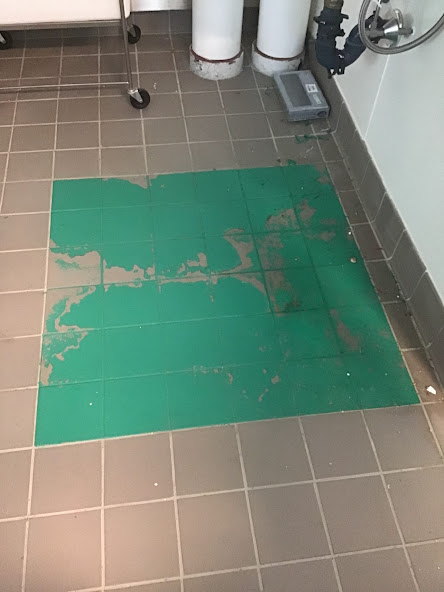 Results speak for themselves. <a href="/AstraZeneca/">AstraZeneca</a> #safety square replaced for #compliance. Small job with big impact if not done right. The #team installed a solid color Polycrete SLB at 1/8 inch with Accelera EXT pigmented over the existing quarry tile. 
#repair #biotech #getfloored