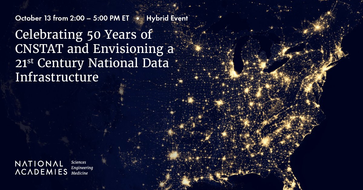 theNASEM's tweet image. #StatisticalData have provided insights into societal challenges and informed policymakers.

Tomorrow at the #CNSTAT50th event, a new report will be announced describing an improved data infrastructure and steps for achieving it.

Register: ow.ly/BgTA50L6UHb #datascience