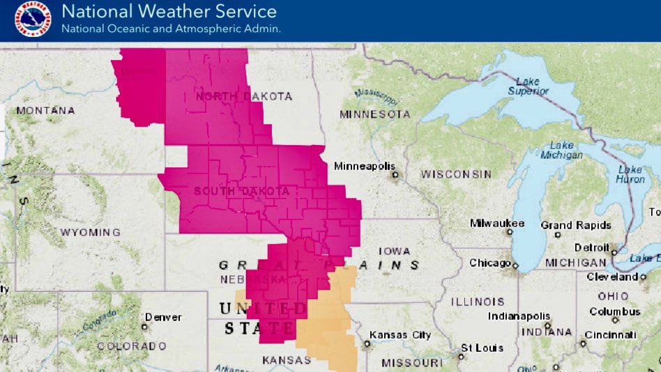 Today’s red flag warnings. All of the Central United States in eastern Montana. #wildfire #fire #weather #Iowa #Minnesota #montana #Dakotas https://t.co/LAnHX5k9tT