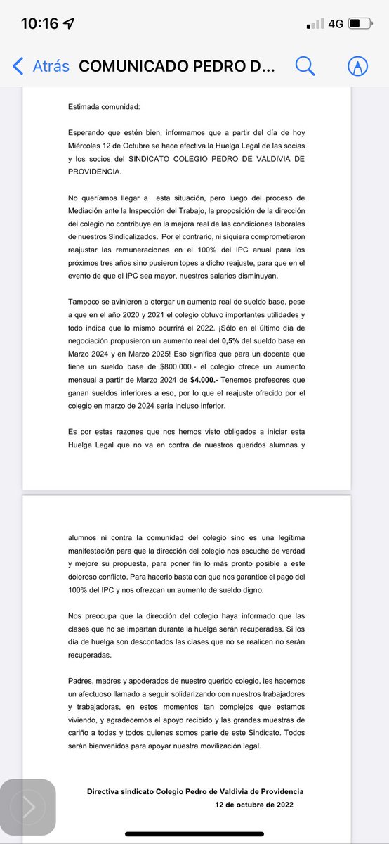 ezcalderas's tweet photo. #comunicado #huelga funcionarios #cpdv #pdv #providencia, que haya utilidades se acepta, pero no jodiendose a quienes nos educan!! @TVN @rodrigosepu @rodrigo_prena @Mineduc @latercera @Emol https://t.co/oXH4iFRjDc