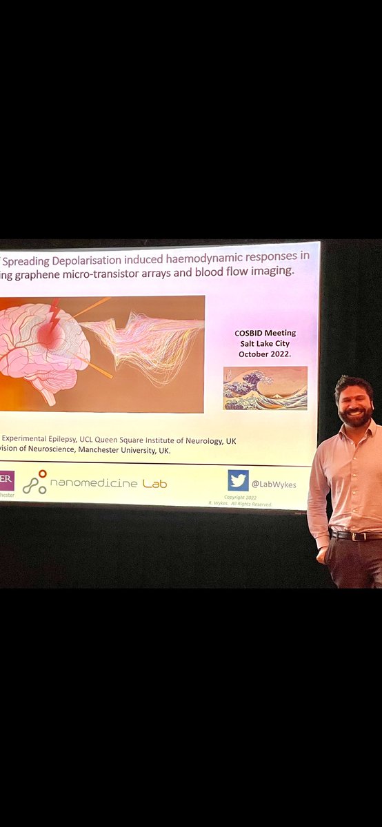 LabWykes's tweet photo. At the @COSBID meeting giving a talk on #Graphene micro-transistors and stroke research. Learning lots about #SpreadingDepolarization! https://t.co/ekHLhTbJfL