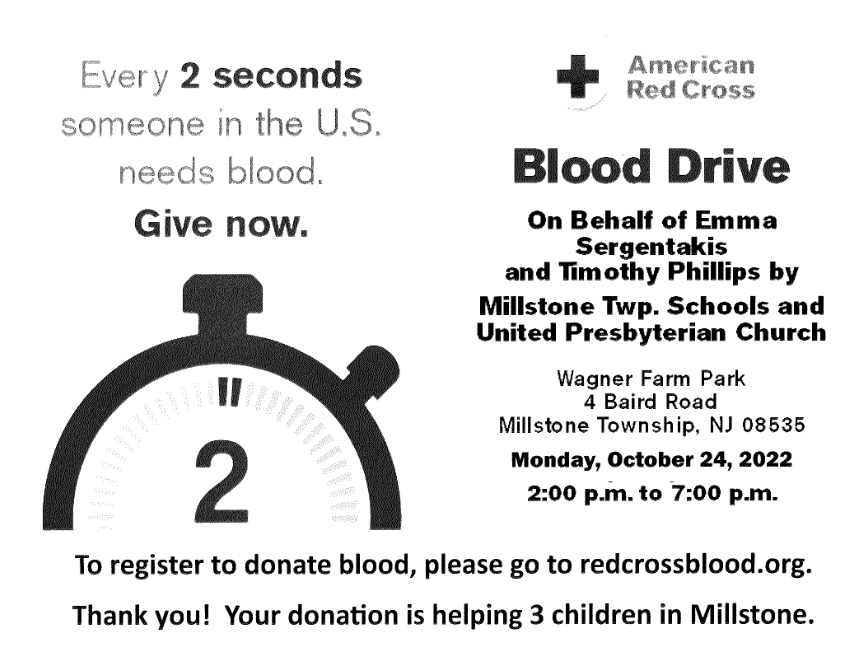 Millstone Schools are once again holding a blood drive with the United Presbyterian Church on behalf of three of our students. Donors are needed. Please sign up here to donate: redcrossblood.org/give.html/driv…
#proud2bmillstone <a href="/MillstoneMiddle/">Millstone MS</a> <a href="/MillstonePS/">Millstone Primary</a> @MillstoneElemen <a href="/SuzanneGuidry/">Suzanne Guidry, Ed.D</a>