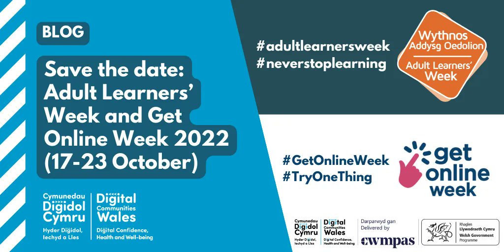 🚨 New DCW blog!

Next week is #adultlearnersweek and #GetOnlineWeek! Here’s a little more about each campaign, what we’ve got planned and how you can get involved in the opportunities taking place...

📘: buff.ly/3CT3gqO