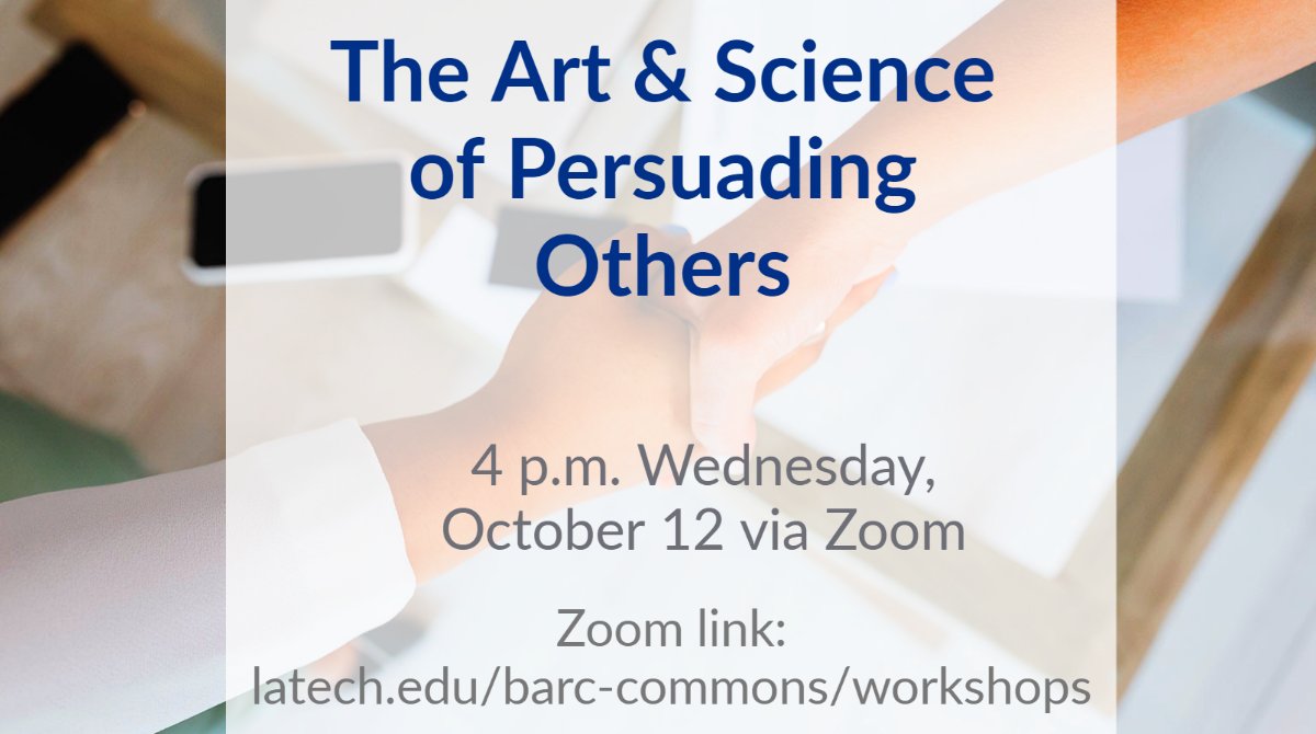 BarcCommons's tweet image. Today join us for a discussion on how to better understand and reach your audience with communication specialist and Comm Studies instructor, Cleve Stevens.
latech.edu/barc-commons/w…

*be sure to log into your Zoom account first for security purposes