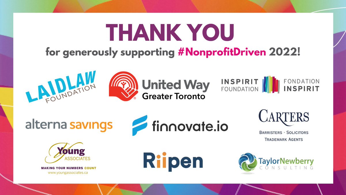 Only three weeks to go for #NonprofitDriven! We want to take a moment to thank our sponsors, without whom our (in-person) conference this year would not have been possible. #ThankYou 💚 
 
Learn more about our exciting programming here: theonn.ca/join/nonprofit…