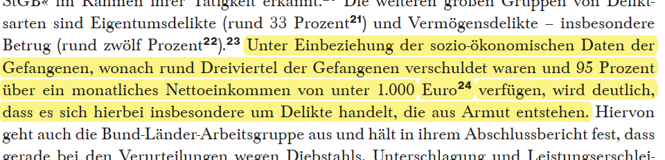 Justice_Berlin's tweet photo. Warum sagen wir Ersatzfreiheitsstrafe abschaffen &amp; #EntkriminalisierenStattHalbieren?

Ganz einfach – wir kennen die Datenlage: 
- drei Viertel (!) der Personen, die eine EFS verbüßen, hatten schon vorher Schulden
- 95% verdienen weniger als 1000€
- 16 % haben gar kein Einkommen https://t.co/tnpI0l07LV