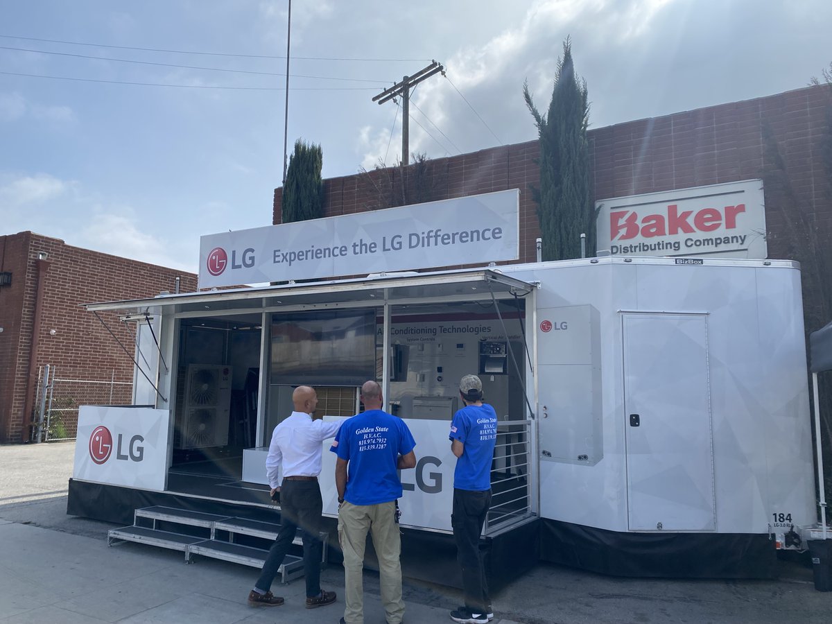 LGHVACUSA's tweet photo. The LG Mobile Showroom made a stop in Sun Valley CA yesterday, where we had the opportunity to show Baker Distributing’s customers our range of residential and light commercial HVAC solutions. Thank you to Baker Distributing and to LG’s Sara Alviz and Romeo Sy! #LGRoadshow https://t.co/rsNYvX9EX0