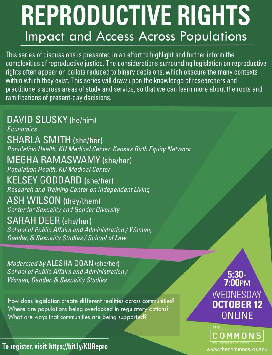 DavidSlusky's tweet photo. Honored to be on @TheCommonsKU’s panel on reproductive rights with @AleshaDoan @Vaginographer @KBEN2019 @SarahDeer72 & more. Still time to register at https://t.co/oNnmNnhLTn. #KUExperts @KU_Economics @kuwgss @KUCollege @KUprovost @ResearchAtKU @kulawschool @KUSPAA @KUMedicine https://t.co/cWd7cJ97YP
