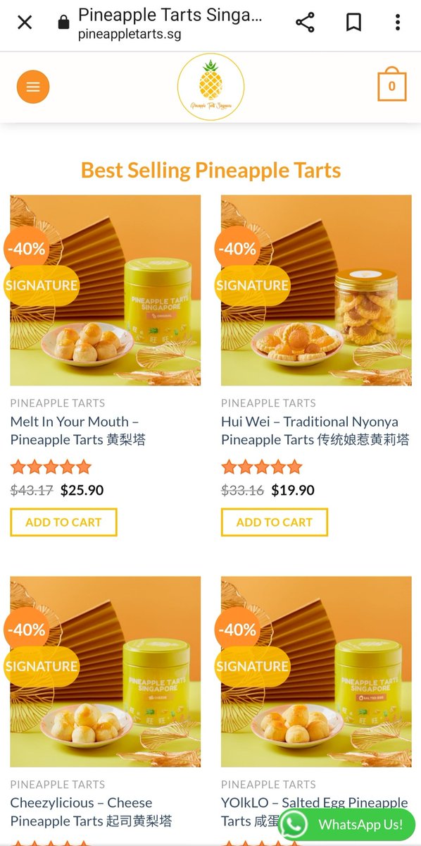 美味しいと聞いたパイナップルタルト、CNY用にpre-orderしたら40パーオフとかになる！12月1日まで。買った！楽しみ！届く頃には忘れてそうだけど！pineappletarts.sg