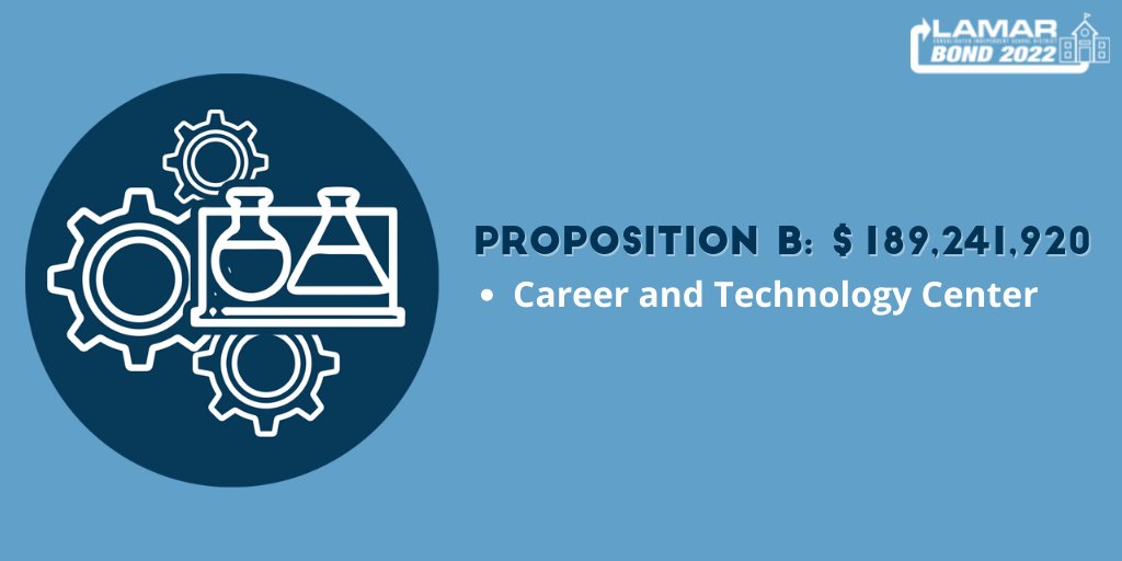 The Lamar CISD 2022 Bond proposal will be separated into five propositions on the Nov. 8 ballot. ​ You can read more on Proposition B and view the full list of items proposed to be addressed in the 2022 Bond here: bit.ly/3BRgsux