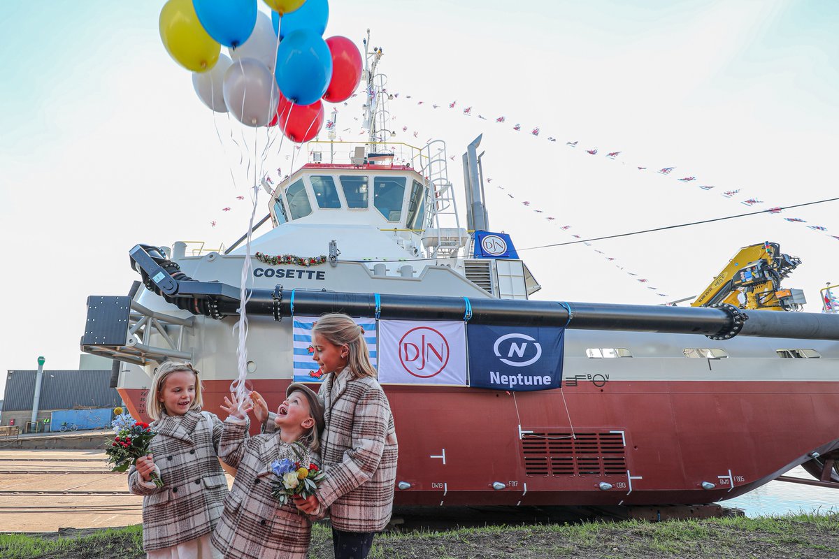 jandenulgroup's tweet photo. #JDNfleet • Our brand-new #waterinjectiondredger #Cosette was launched today at @NeptuneMarineNL. The vessel's godmother is the four-year-old Cosette Goethals, daughter of Julie De Nul and granddaughter of ir. J.P.J. De Nul 👉🏻 https://t.co/cqgJeFy7ZK #jandenul #marine #dredging https://t.co/YN59ycLvy9