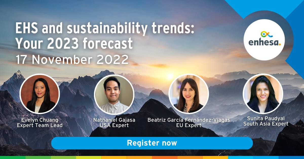 Air emissions requirements, chemical management, ESG reporting – they’re all changing next year. Is your business ready? Join our experts 17-Nov for this deep-dive into what’s changing in #EHSS next year – and what to do about it. Register today! hubs.li/Q01pxyz90