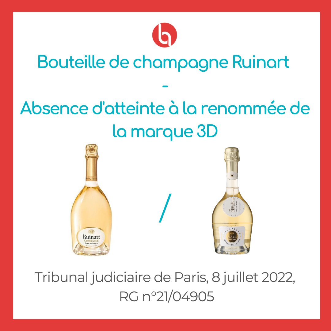 Action en contrefaçon pour atteinte à la renommée de la marque tridimensionnelle portant sur la bouteille de champagne RUINART Blanc de Blancs.

Retrouvez notre dernier billet sur la page LK du cabinet !