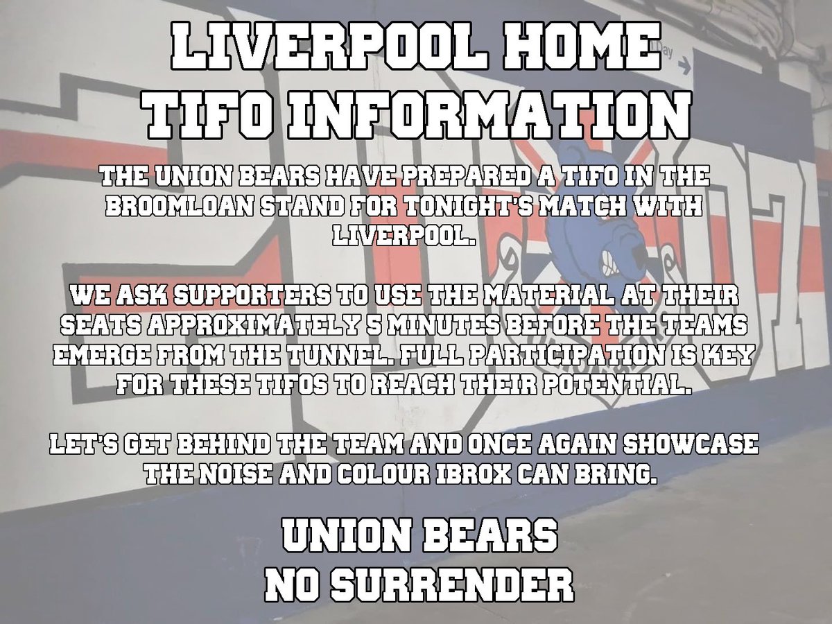 Tifo information for tonight’s match against Liverpool